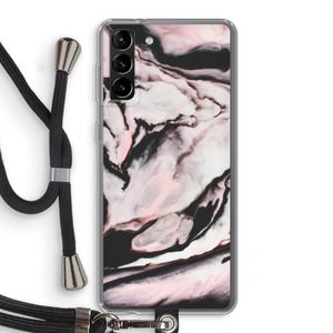 Roze stroom: Samsung Galaxy S21 Plus Transparant Hoesje met koord