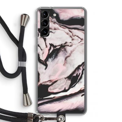 Roze stroom: Samsung Galaxy S21 Plus Transparant Hoesje met koord