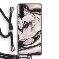 Roze stroom: Samsung Galaxy S21 Plus Transparant Hoesje met koord