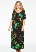 Yoek Maxi jurk TROPICAL | Wit | Maat 58/60