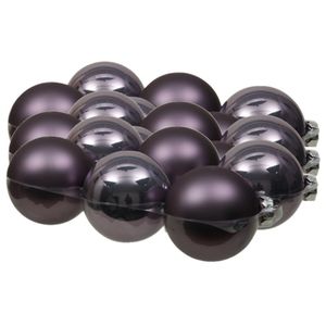 18x stuks glazen kerstballen lila paars 8 cm mat/glans