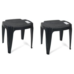 Tuin bijzettafeltje/voetenbankje - 2x stuks - antraciet - kunststof - 42 x 37 x 38 cm