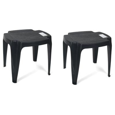 Tuin bijzettafeltje/voetenbankje - 2x stuks - antraciet - kunststof - 42 x 37 x 38 cm