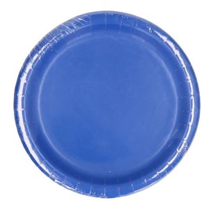 40x Blauwe bordjes van karton 23 cm