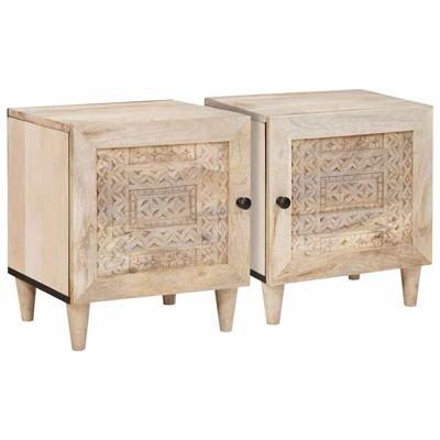 Nachtkastje 2 pcs Beige 40 x 33 x 46 cm massief mangohout