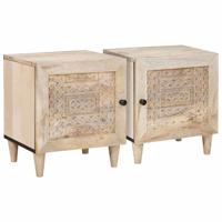 Nachtkastje 2 pcs Beige 40 x 33 x 46 cm massief mangohout