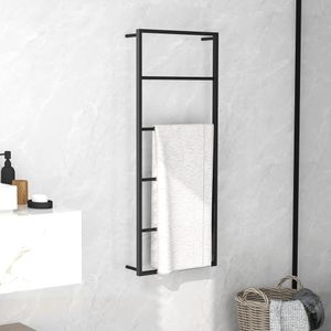VidaXL Handdoekenrek 45x10x115 cm staal zwart