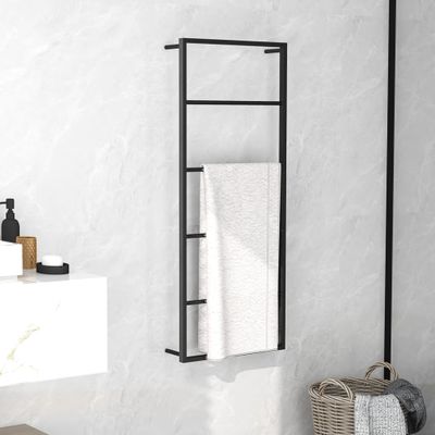 VidaXL Handdoekenrek 45x10x115 cm staal zwart