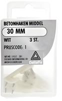 Betonhaken middel 30mm wit 3st - Deltafix