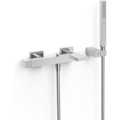Badkraan Tres Slim | Opbouw | Mengkraan | Incl.Handdoucheset | 2-weg | hoh 15 cm | 1-knop | Vierkant | Chroom