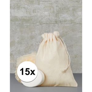 15 x Voordelige beige cadeau tasjes 15 x 20 cm