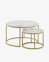 Kave Home Kave Home Sidetable Leonor rond, glas wit,, 80 x 46 x 80 cm
