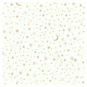 Roommates Zelfklevend behang Twinkle stars 52 x 500 cm wit/goud