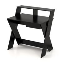 Computertafel met Lade Bureau met Monitorverhoging Werktafel X-Vormig voor Kleine Ruimtes Thuis en op Kantoor 90 x 61 x 94 cm (Zwart)