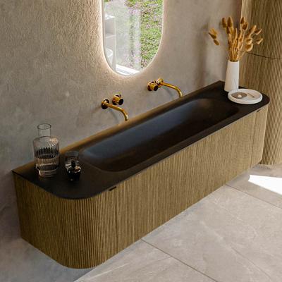 Badmeubel Mondiaz Kurve | 170 cm cm | Meubelkleur Dusk | Wastafelkleur Urban | Solid surface | Wasbak midden spoelbak | Zonder kraangat(en)
