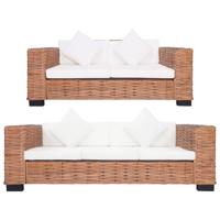 2-delig Bankstel met kussens natuurlijk rattan