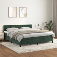 Boxspring met matras fluweel donkergroen 160x200 cm