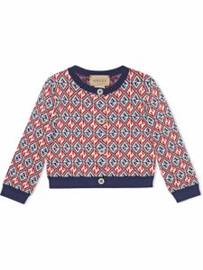 Gucci Kids cardigan en maille à logo imprimé - Bleu