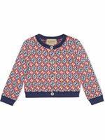 Gucci Kids cardigan en maille à logo imprimé - Bleu - thumbnail