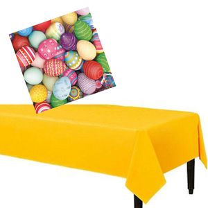 Pasen gedekte tafel set geel tafelkleed met 20x pasen thema servetten 33 x 33 cm