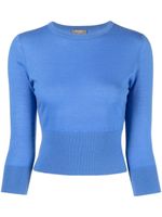 N.Peal pull crop en maille fine - Bleu - thumbnail