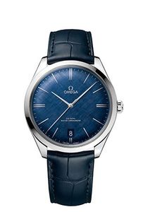 Horlogeband Omega 43513402103001 / TRESOR II / LONDON Krokodillenleer Blauw 20mm