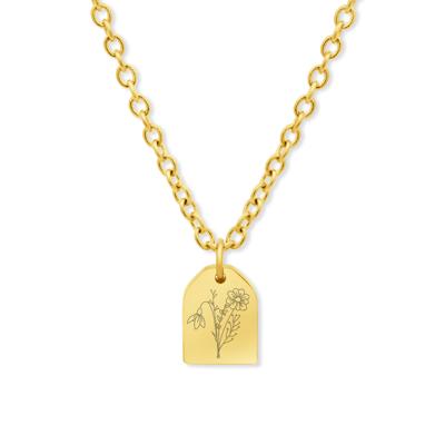 Gepersonaliseerde geboortebloem boeket ketting - Stainless steel - Goud