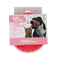 Eat Slow Live Longer Lick Mat Wobble Bowl Pink - thumbnail