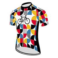 Voor heren Wielrenshirt Korte mouw Fietsen T-shirt Kleding Bovenlichaam met 3 achterzakken Bergracen Wegwielrennen Sneldrogend Rits Aan De Voorzijde Lampenkatoen Blauw Kleurenblok Spandex Sport Lightinthebox - thumbnail