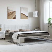Bedframe met hoofdbord metaal wit 193x203 cm