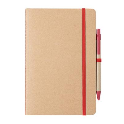 Notitieboekje/opschrijfboekje A5 - Nature Line - 15 x 21 cm - 60 blanco paginas - rood elastiek