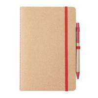 Notitieboekje/opschrijfboekje A5 - Nature Line - 15 x 21 cm - 60 blanco paginas - rood elastiek