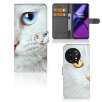 OnePlus 11 | Telefoonhoesje | Met pasjeshouder | Witte Kat