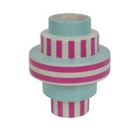 Vaas - Streep - Keramiek - Groen/Roze - 14,5x14,5x18cm