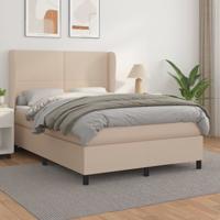 Boxspring met matras kunstleer cappuccinokleurig 140x190 cm
