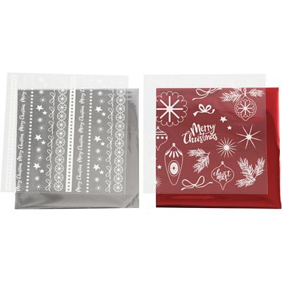 Creativ Company Deco folie en transfervel, magische kerst, vel 15x15 cm, rood, zilver, 2x2 vel/ 1 doos