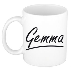 Naam cadeau mok / beker Gemma met sierlijke letters 300 ml