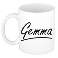 Naam cadeau mok / beker Gemma met sierlijke letters 300 ml - thumbnail