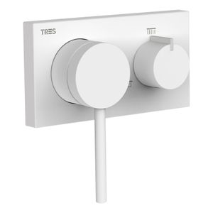 Douchekraan Tres 3V | Inbouw | Mengkraan | Excl.Inbouwdeel | 3-weg | Rond | Wit mat