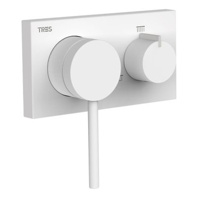 Douchekraan Tres 3V | Inbouw | Mengkraan | Excl.Inbouwdeel | 3-weg | Rond | Wit mat
