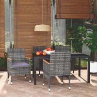 5-delige Tuinset met kussens poly rattan grijs
