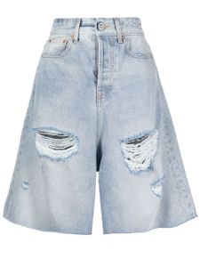 VETEMENTS short en coton à effet usé - Bleu