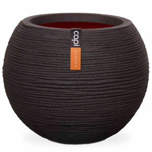 Capi bloempot nature rib bolvormig 40x32 cm zwart kblr270