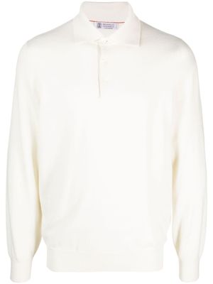 Brunello Cucinelli polo en cachemire à manches longues - Blanc