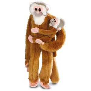 Wild Republic Pluche hangende aap - met baby knuffeldier - bruin - 53 cm