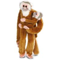 Wild Republic Pluche hangende aap - met baby knuffeldier - bruin - 53 cm