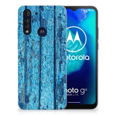 Motorola Moto G8 Power Lite | Bumper Hoesje | Wood Blue