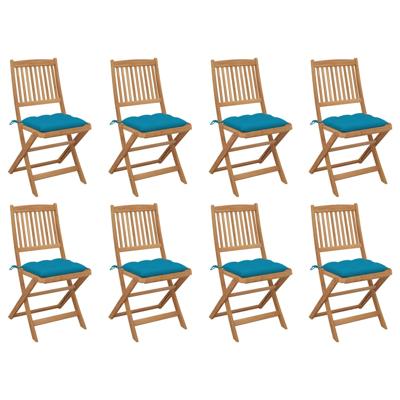 Tuinstoelen 8 st inklapbaar met kussens massief acaciahout