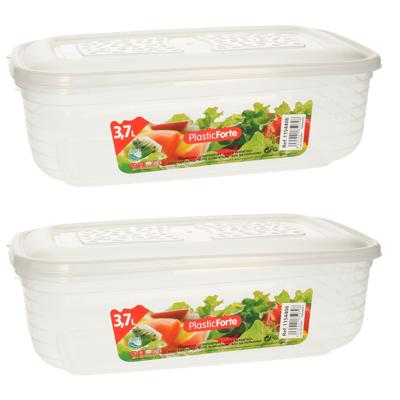 PlasticForte Vershoudbakje - 6x - vriezer en magnetron - 3,7L - kunststof - mealprep