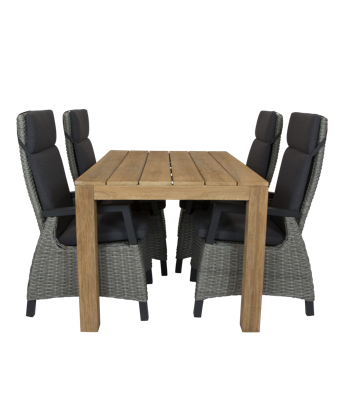 Alberto teak tafel 160 met Qopps Orlon verstelbare tuinstoel